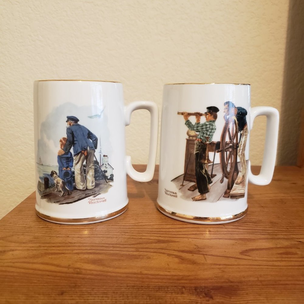 Vintage Norman Rockwell Museum1985 2 Mugs